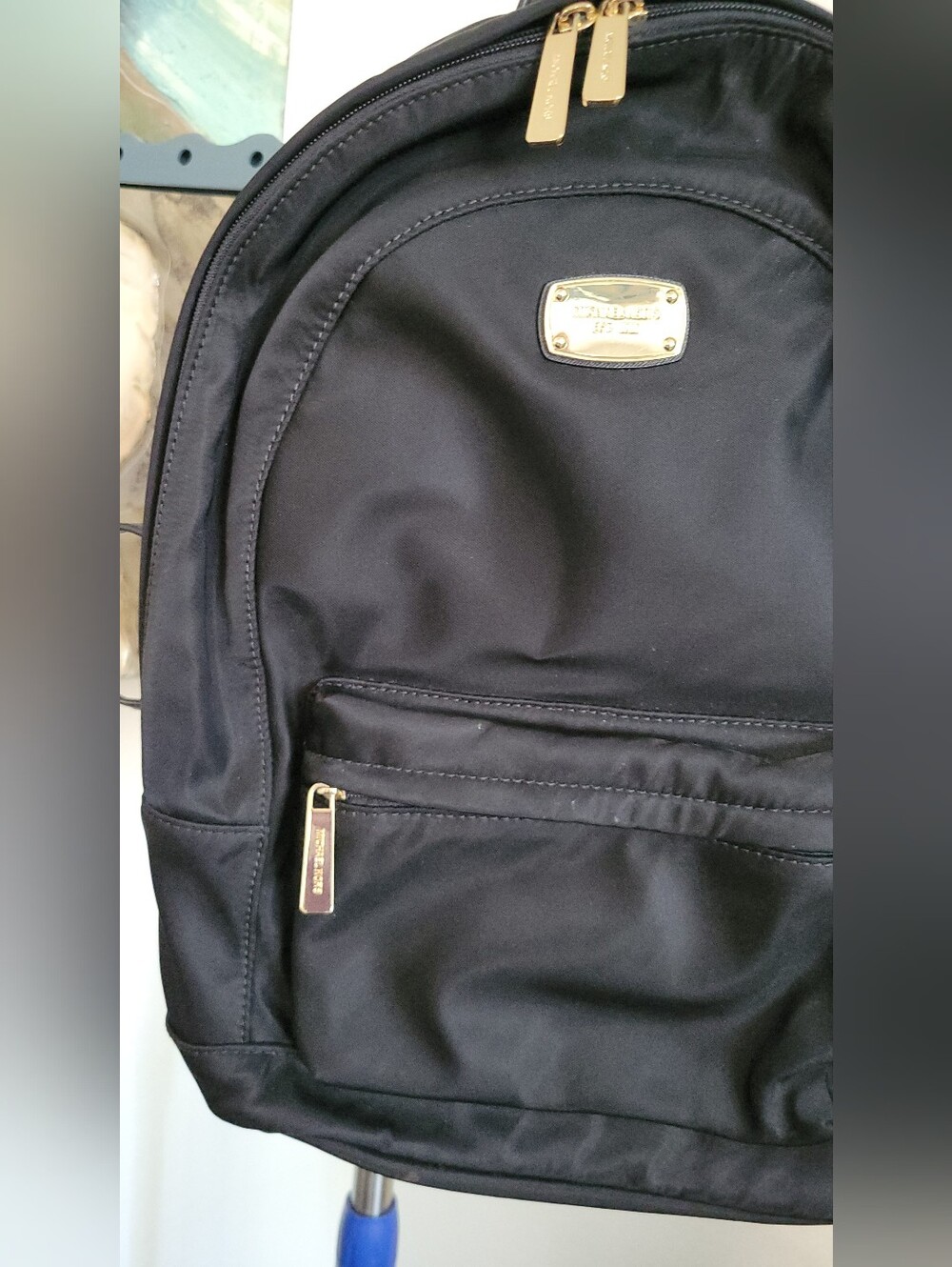 Michael Kors Black Nylon Backpack with Gold Accents - Picture 2 of 16